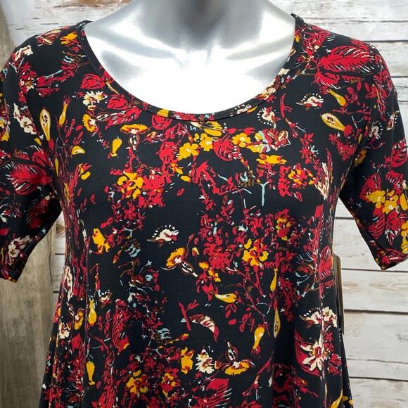 LuLaRoe Perfect T Size XXS Swing Shirt Flirty NWT New Black Red Yellow Tee - Picture 2 of 8